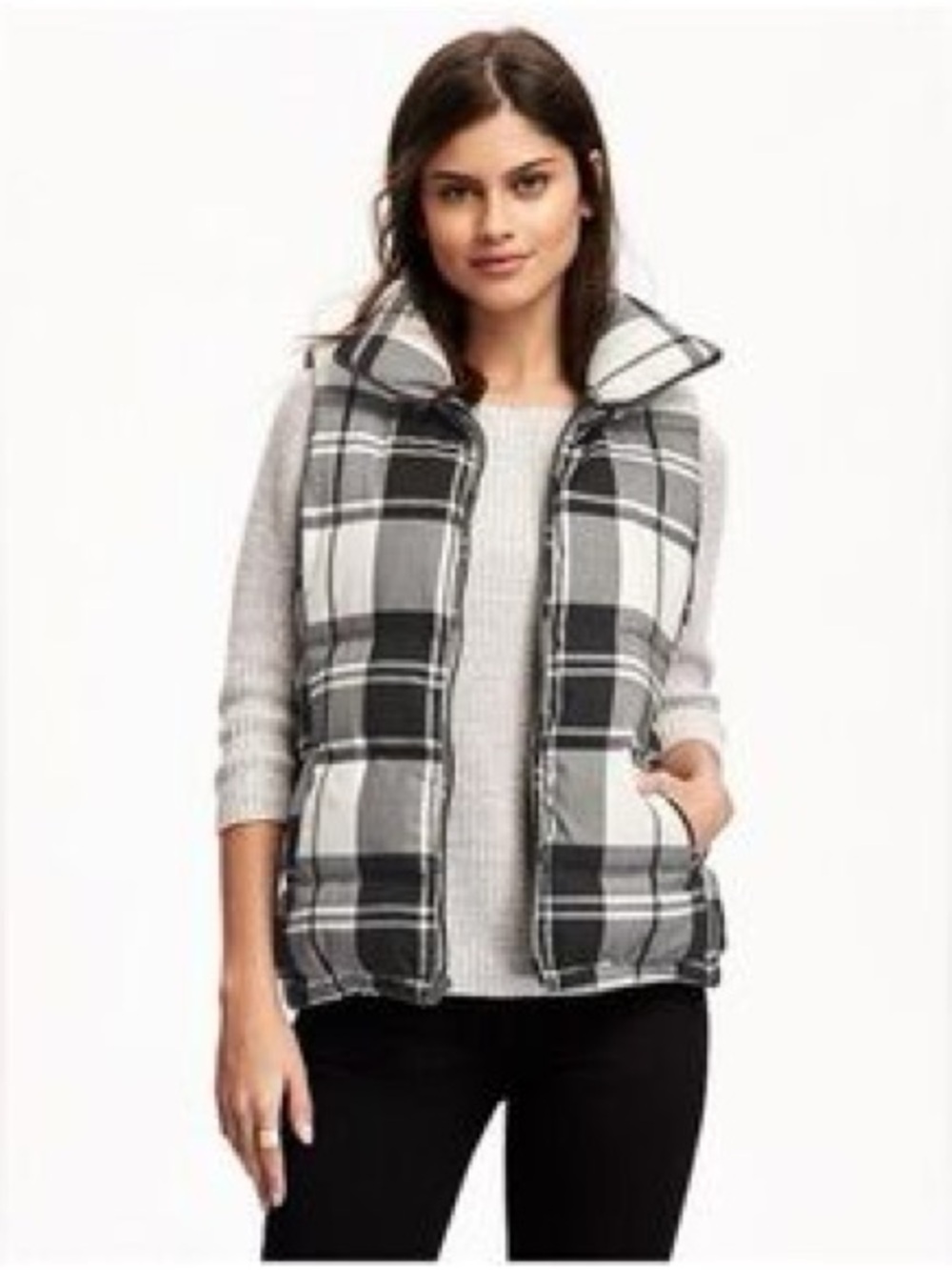 Old Navy Plaid Puffer Vest Women’s Size Small